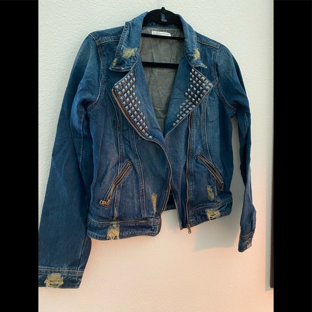 Vintage jean jacket- distressed and studded